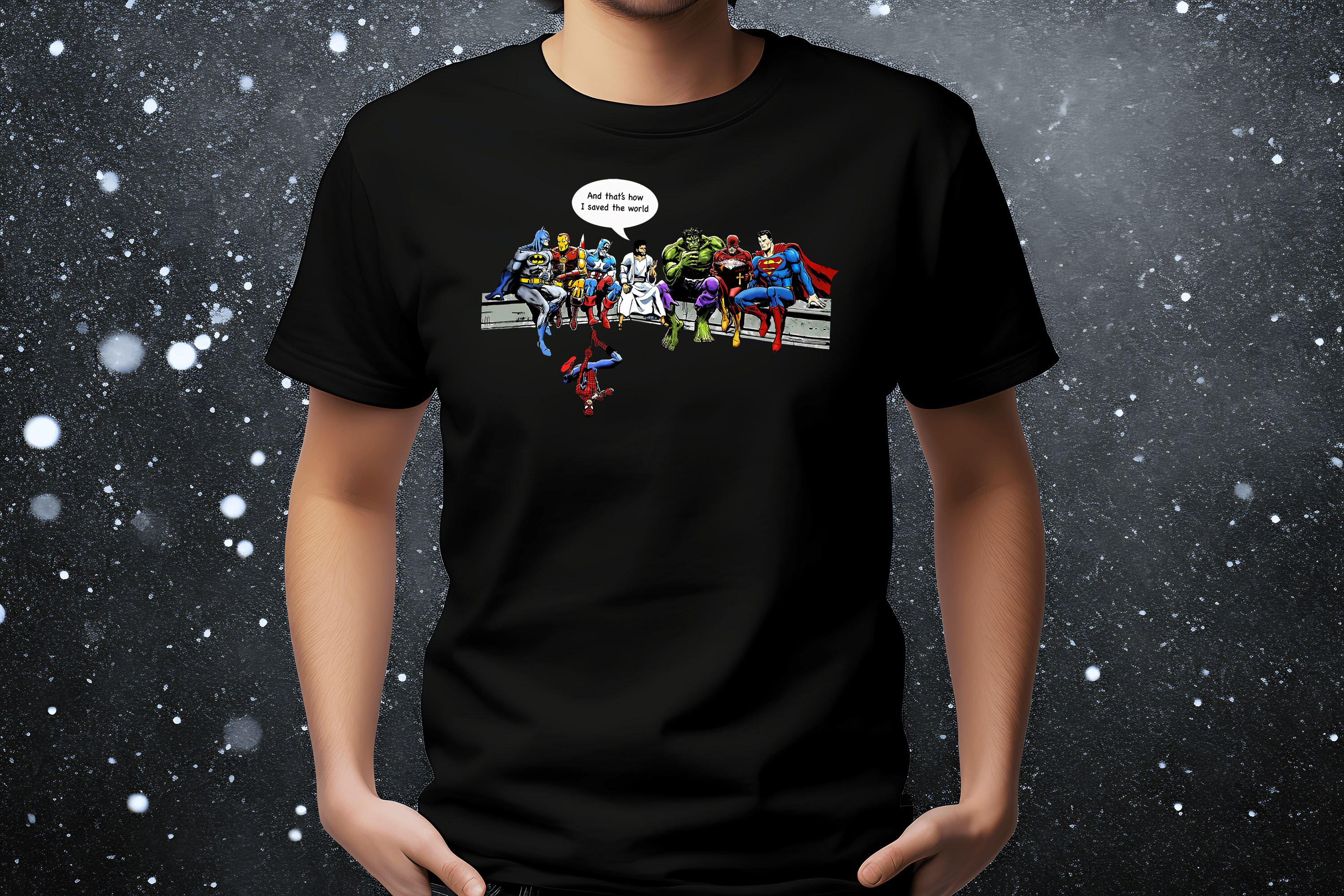 And That's How I Saved The World Jesus Superheros Tshirt
