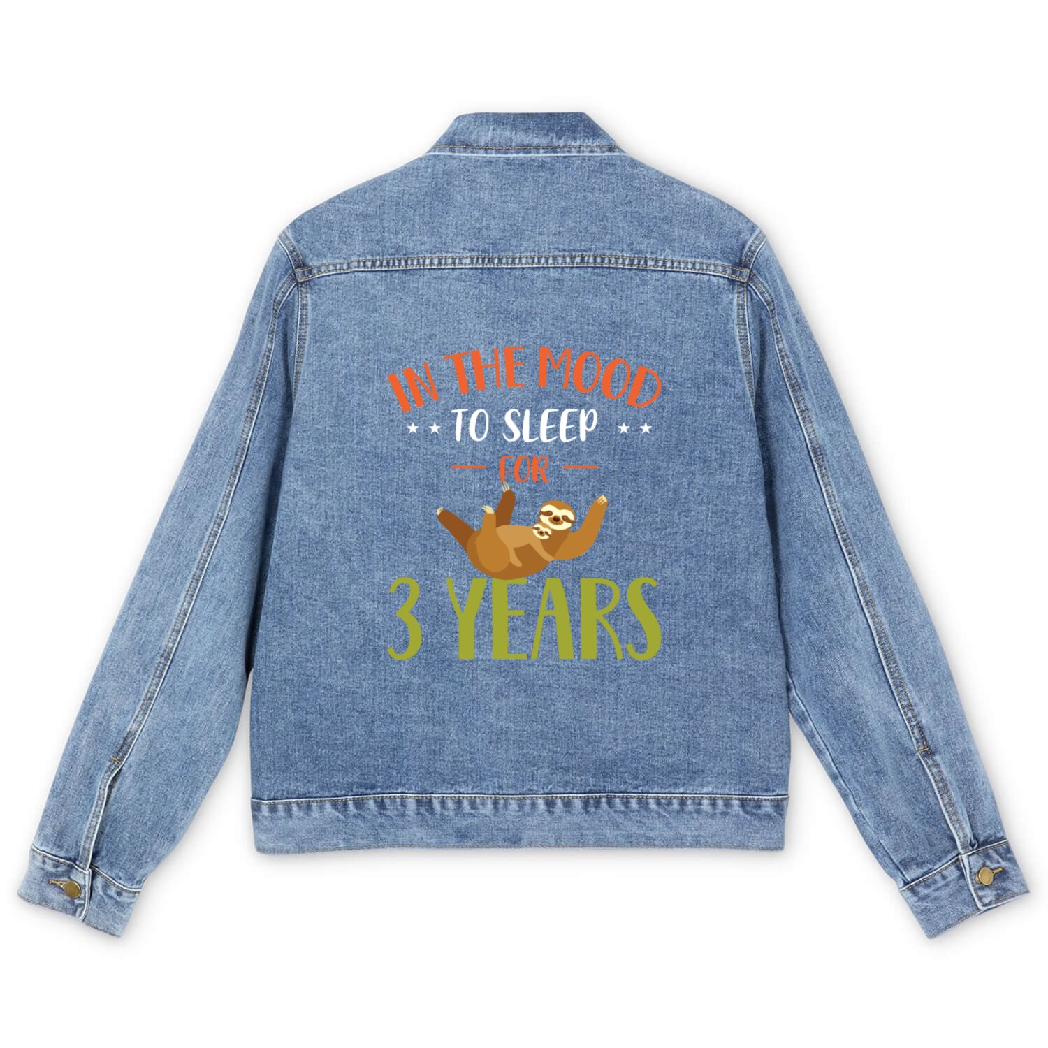 Sloth Sloths, Sleeping, Three, Years Men's Denim Jackets