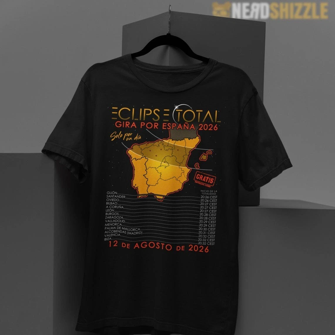 Total Solar Eclipse 2026 Tour of Spain August 12th 2026 T-Shirt