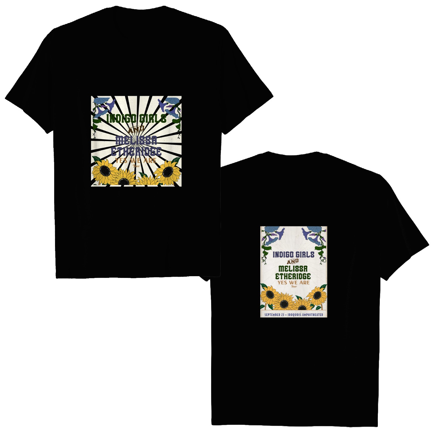 Indigo Girls Melissa Etheridge Yes We Are Tour 2025 Double Sided T-Shirts