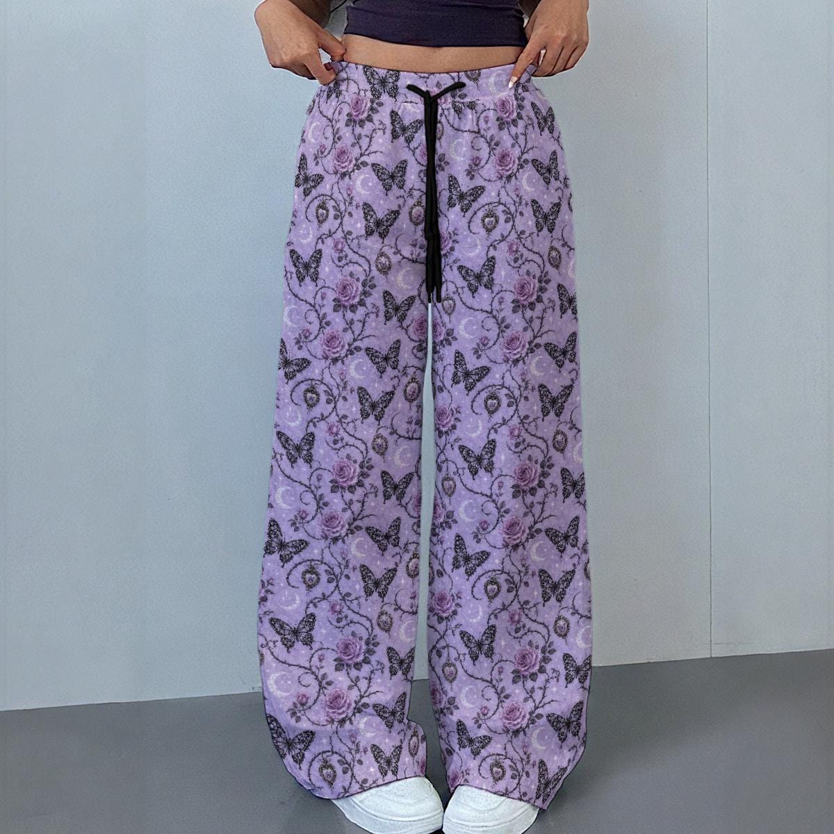 Gothic Butterfly Garden | Pastel Goth Collection | Women's Casual Pants