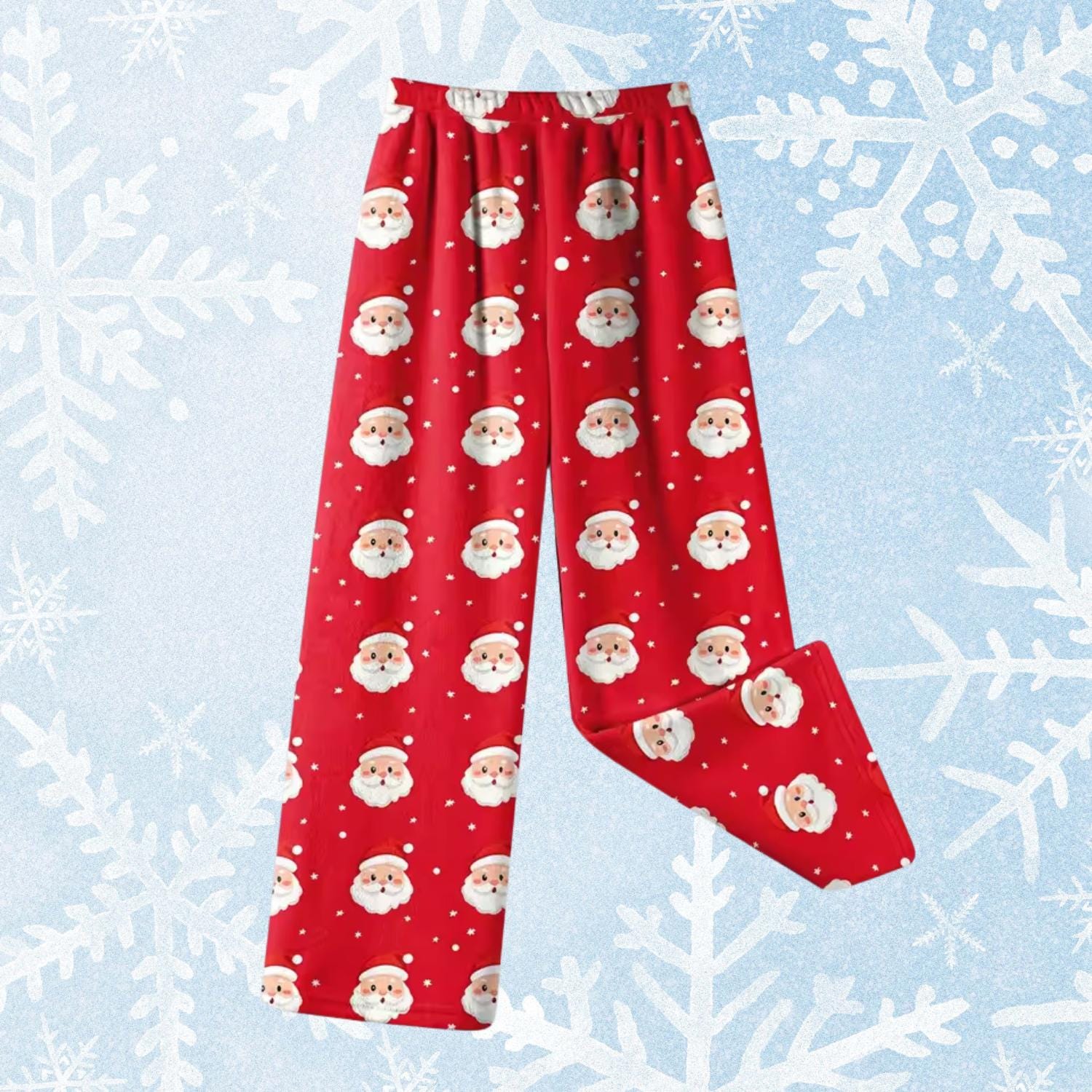 Red Santa Christmas Pajama Pants, Traditional Claus Face Pattern, Holiday Sleepwear Bottoms, Classic Xmas Family Gift