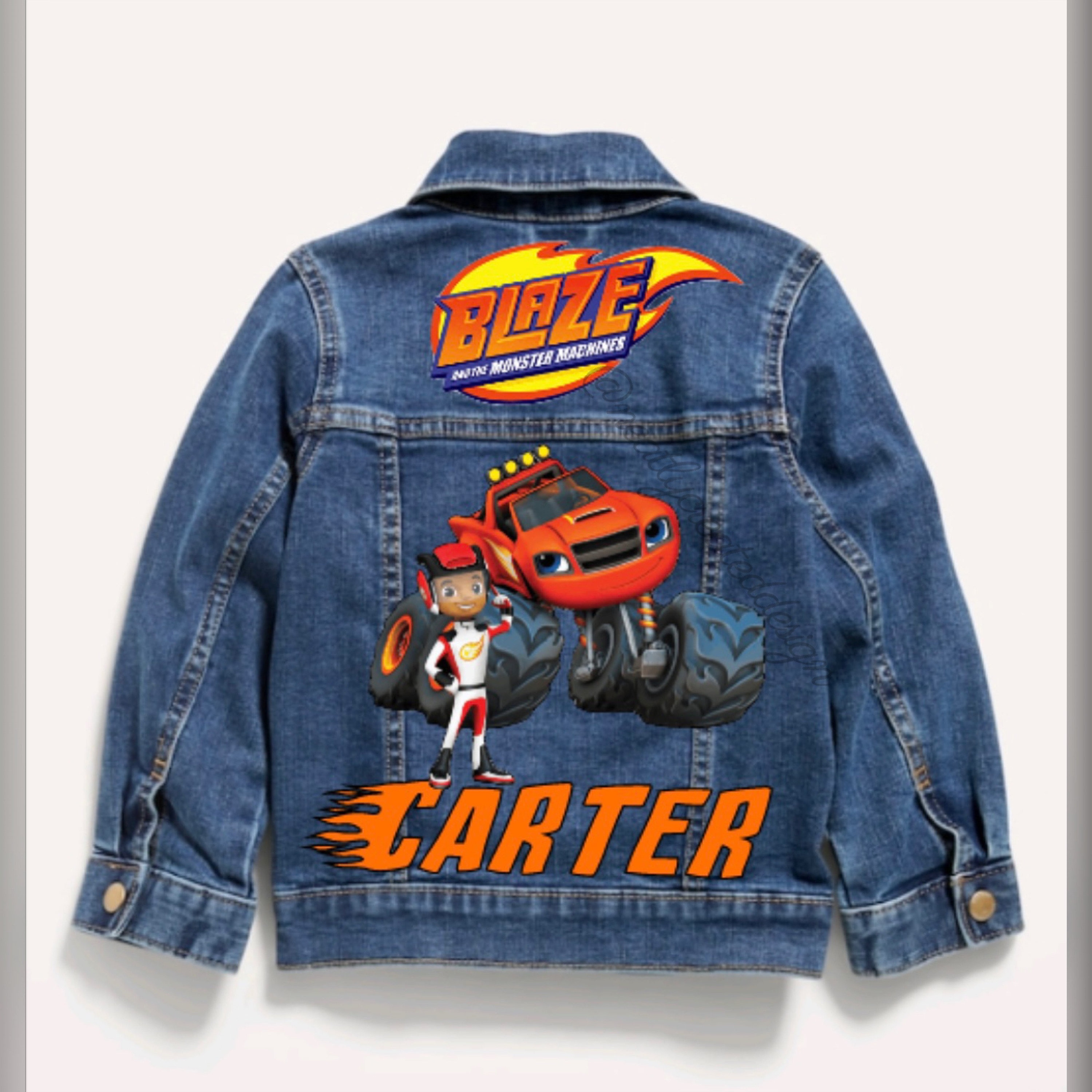 Blaze and the Monster Machines Women's Denim Jacket Inspired, Blaze, Denim Jacket, Monster Truck Clothes. Children Denim Jacket