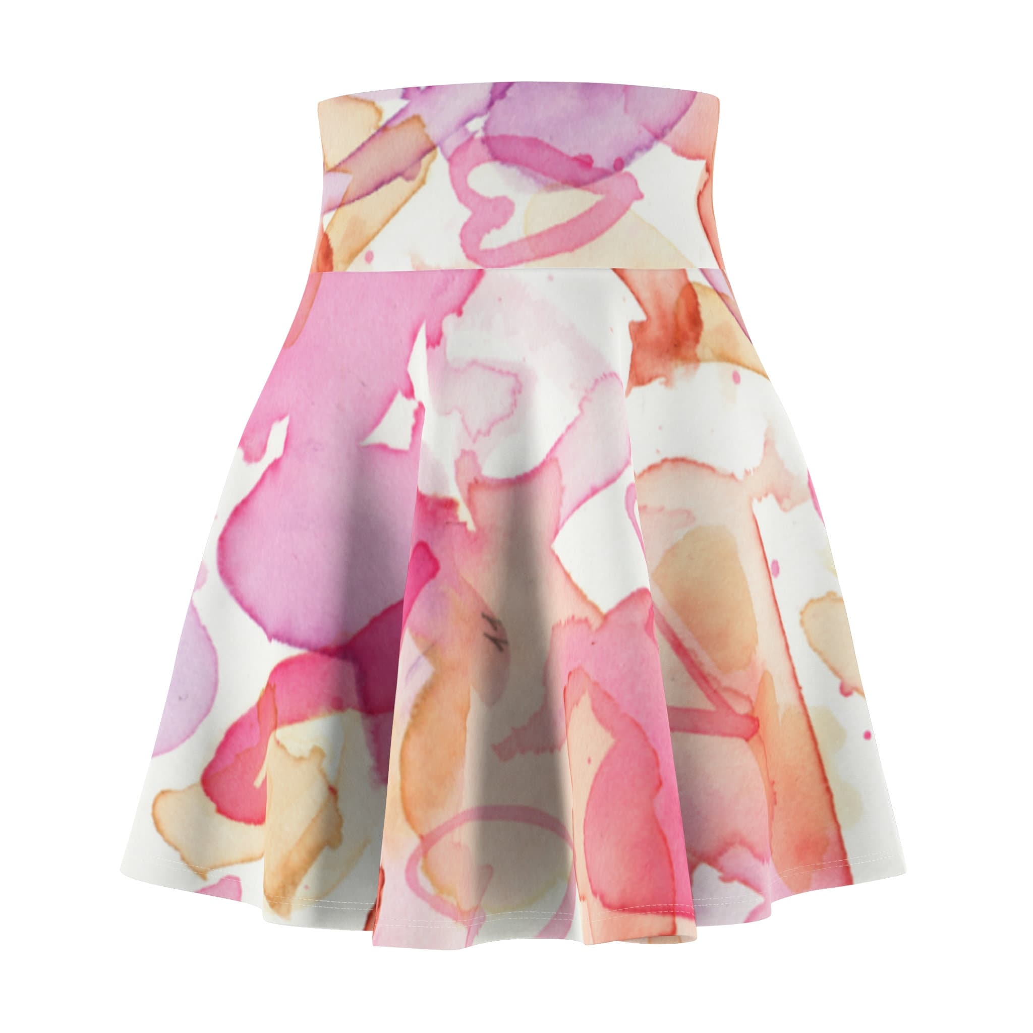 Watercolor Hearts Skater Skirt, Women's Skater Skirt