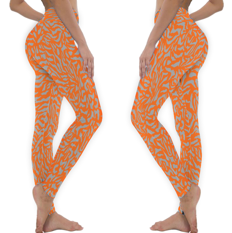 Orange Tiger Neon Men's Animal Print Leggings - Costume meggings Rave Gear