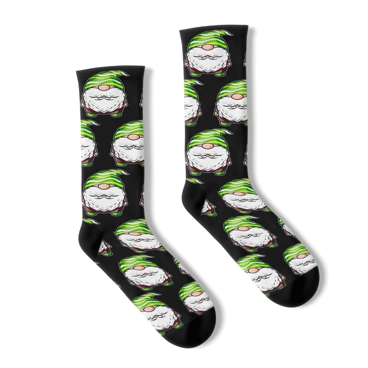 Gnome With Striped Pointed Cap For St. Patricks Socks