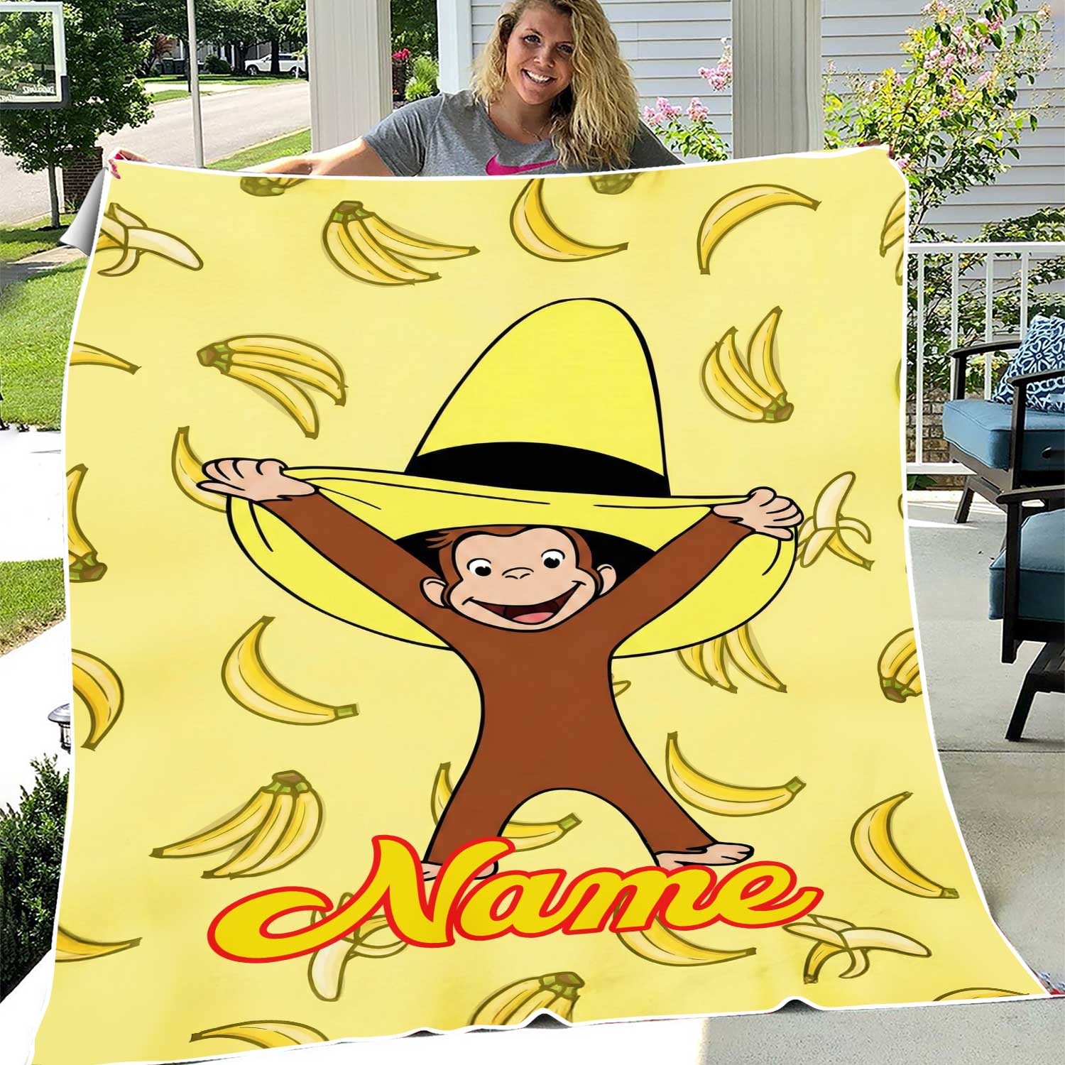 Personalized Curious George Blanket Curious George Fleece Blanket