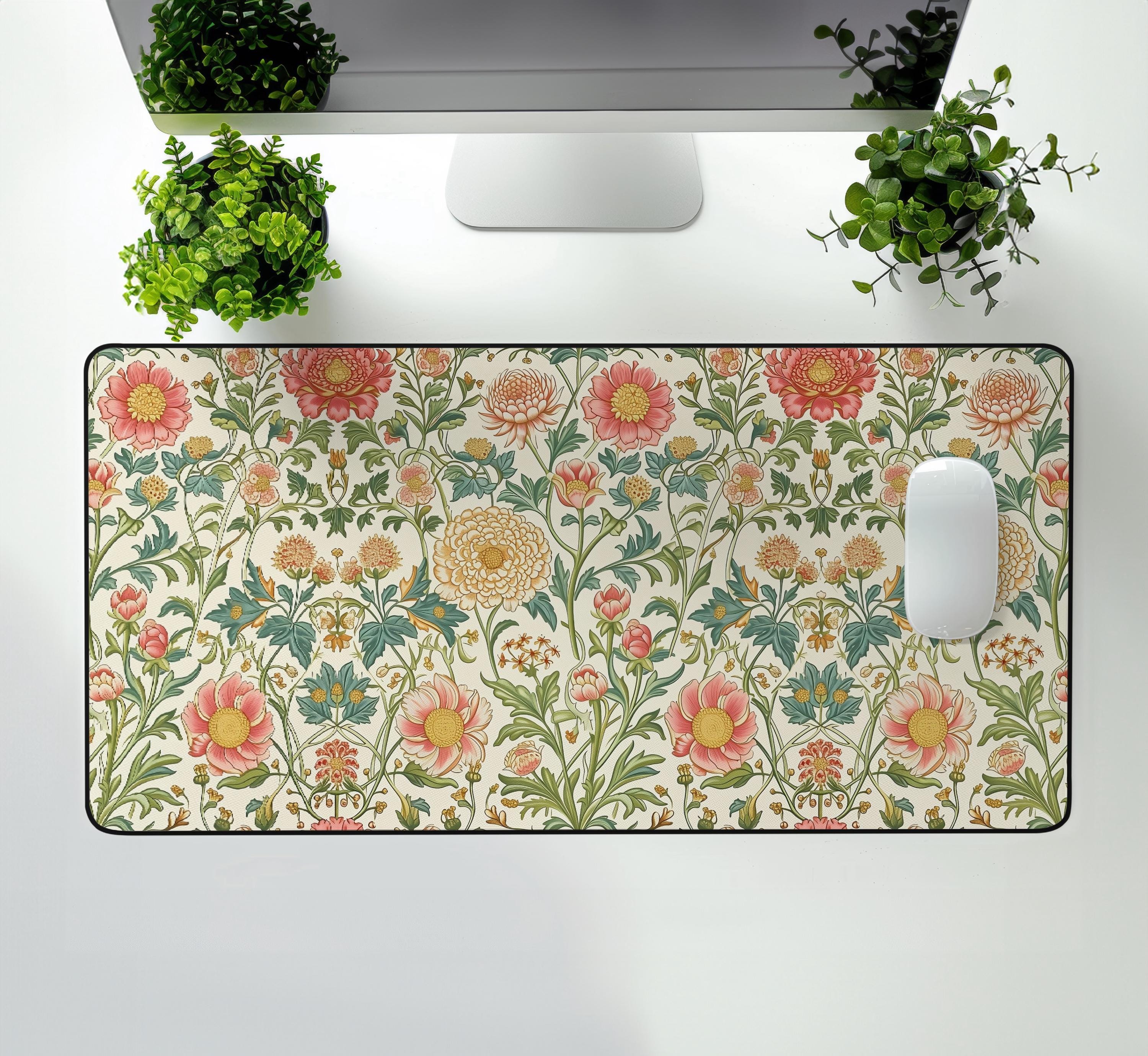 Wildflower Desk Mat - William Morris-Style Floral Mouse Pad for Office Decor