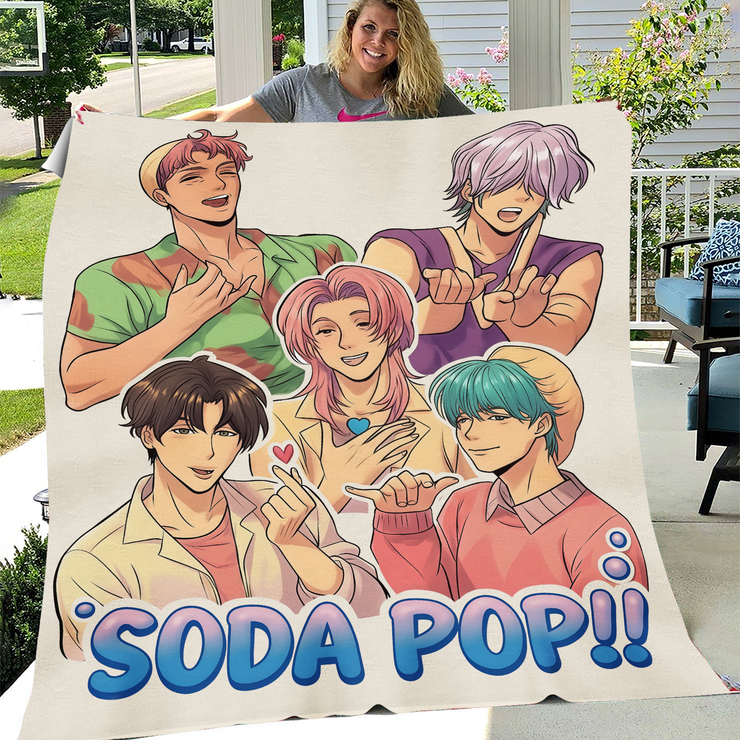 Saja Boys Soda Pop Kpop Demon Hunters Blanket, Saja Boys Huntrix, Kpop Demon Boy Band Blanket,Gift for Kpop Fans, Kpop Movie Merch, Soda Pop