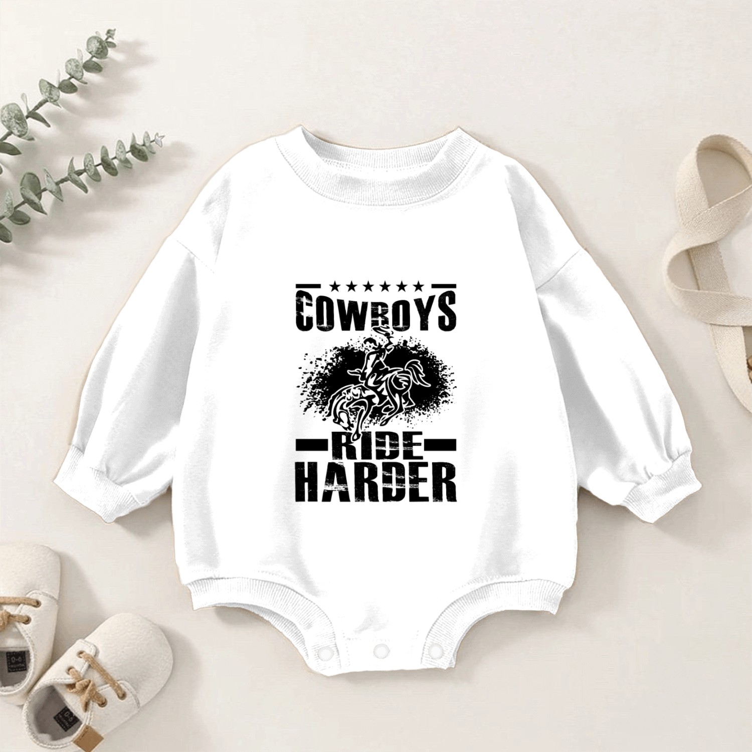 Cowboys Ride Harder Baby Romper Sweatshirts