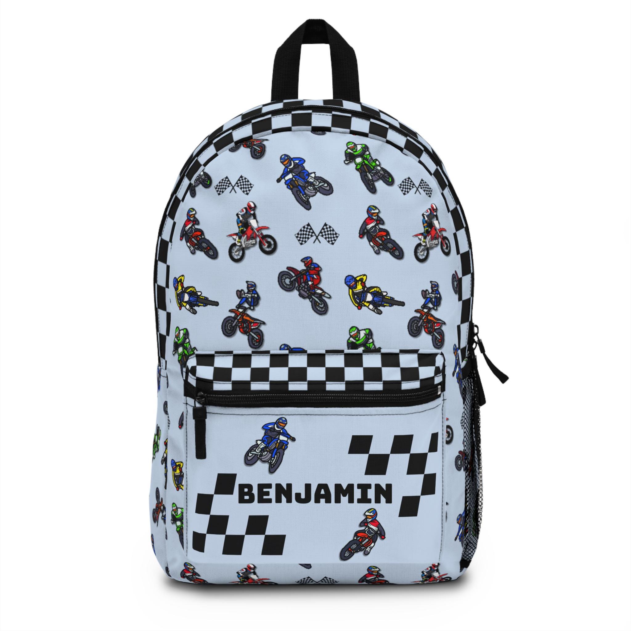 Motorcycle Motif Backpack for Adventurers, Kids' School Bag, Personalized Riding Gear, Perfect for Birthdays, Back to School, and Holidays