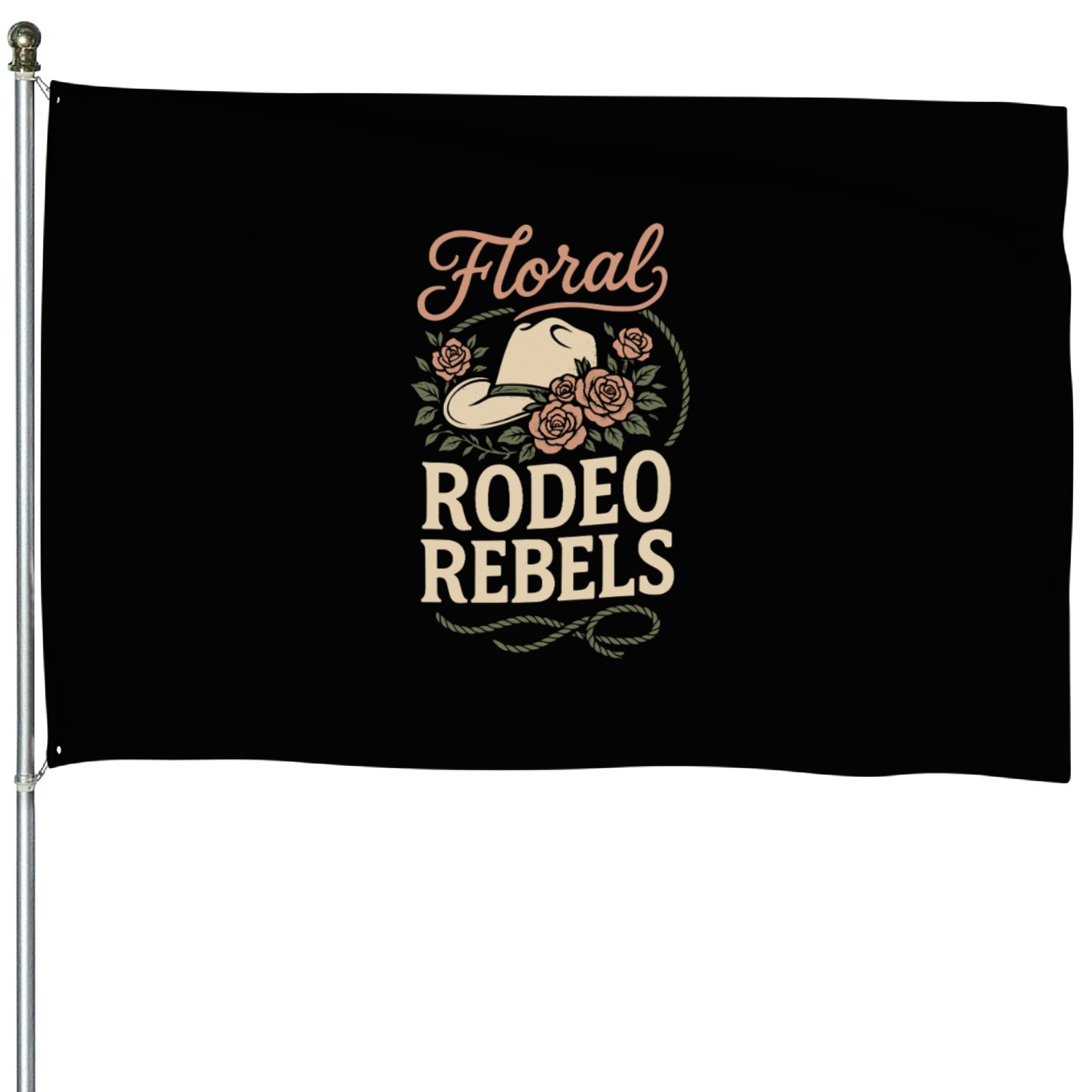 Soft Cowgirl Floral Rodeo Western Aesthetic Horse House Flags