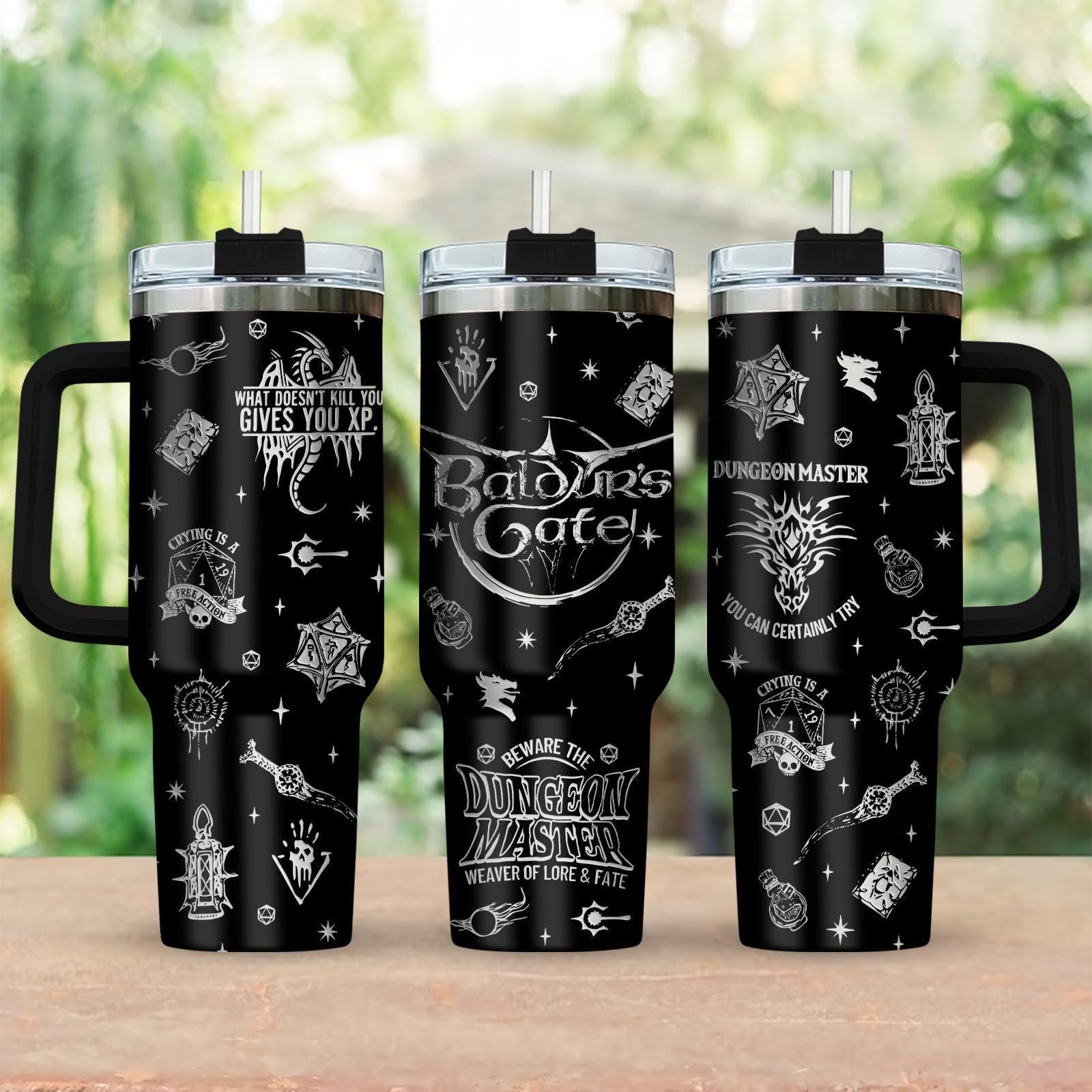 Baldur's Gate Doodle Engraved Tumbler 40oz, Astarion Shadowheart Tumbler, Dungeons Tumbler, Dragons Tumbler, Dnd Dad Tumbler