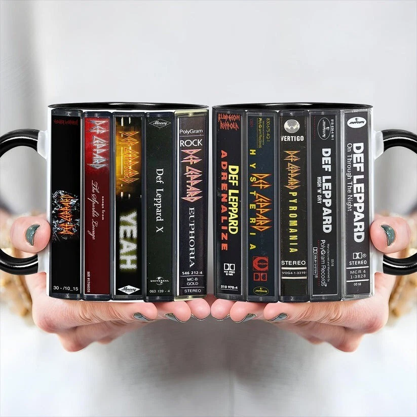 Leppard Albums Cassette Retro Collection Accent Mug