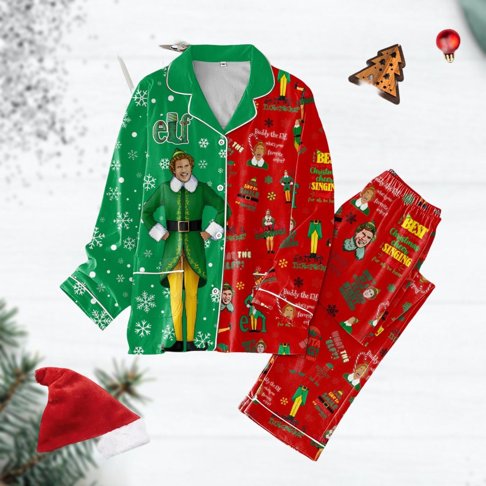 Christmas Elf Pajamas, Buddy Xmas Pajamas, Christmas Movie 90s Tee, Santa's Coming Holiday Pajamas, Funny Christmas