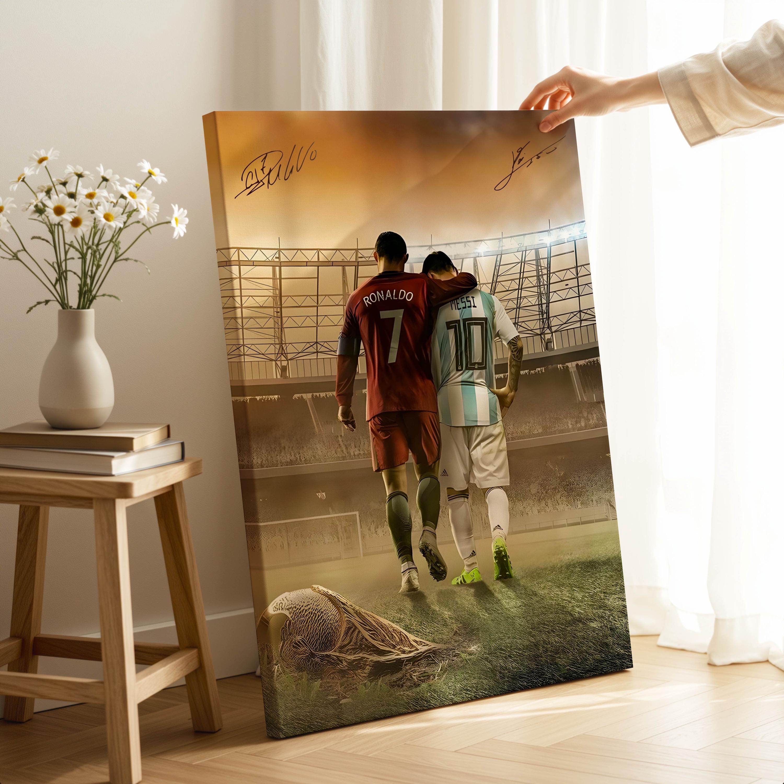 Messi & Ronaldo Football Friendship Canvas Wall Art