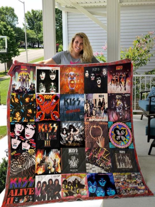 The Kiss Band Sherpa Fleece Blanket, Custom Rock Band Quilt