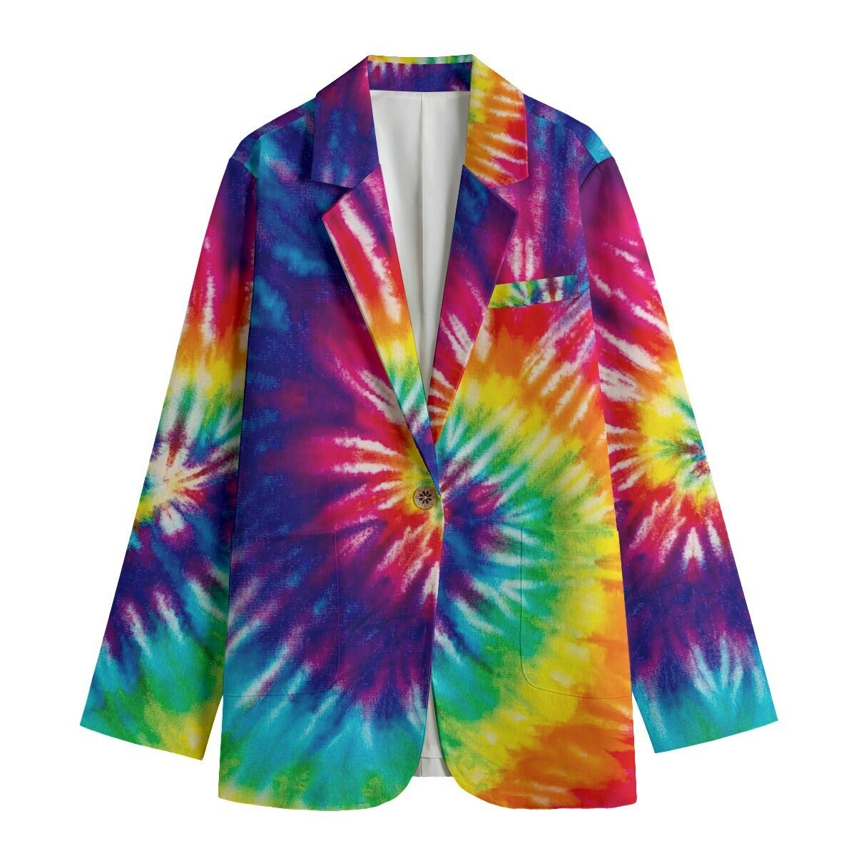 Women's Leisure Blazer, Rasta Tie Dye Blazer, Rainbow blazer, Hippie Boho Blazer, Gift for Color Lovers, Gift for Happy people, gift