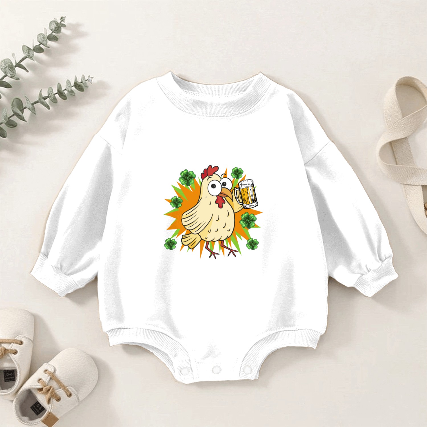 St. Patrick's Day Chicken Baby Romper Sweatshirts
