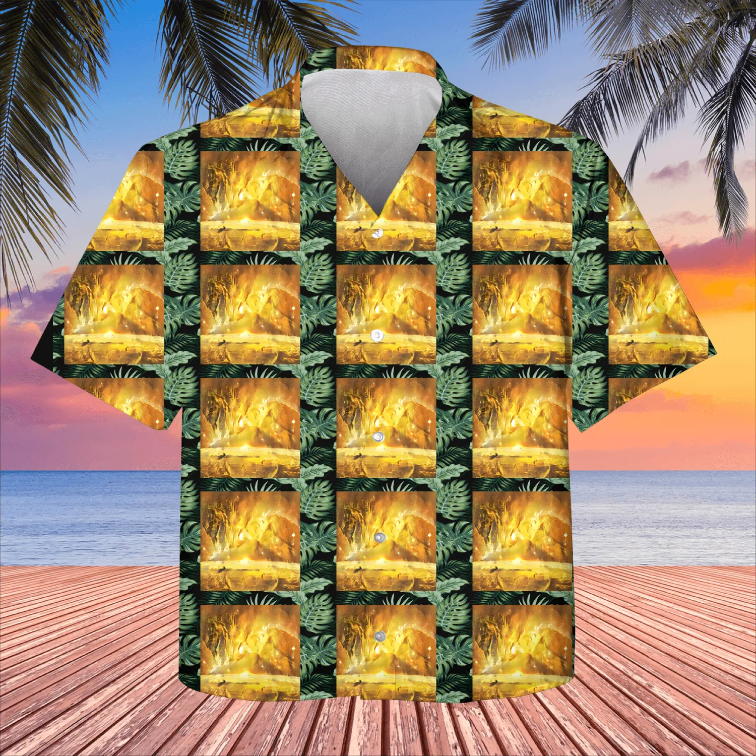 Gold Nebulae Rises Over a Golden World Abstract Kids Hawaiians