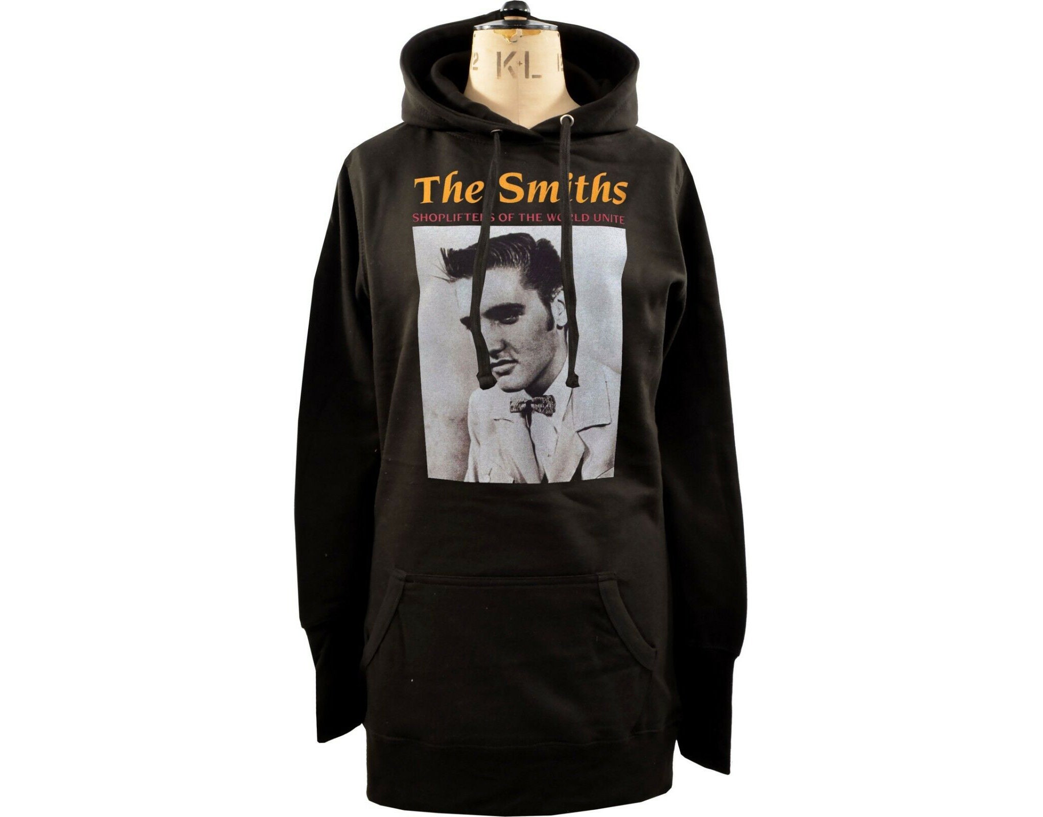 Smiths Womens Long Hoodie Dress Shoplifters of the World Unite Elvis Vegan (shoplifters, no pink)