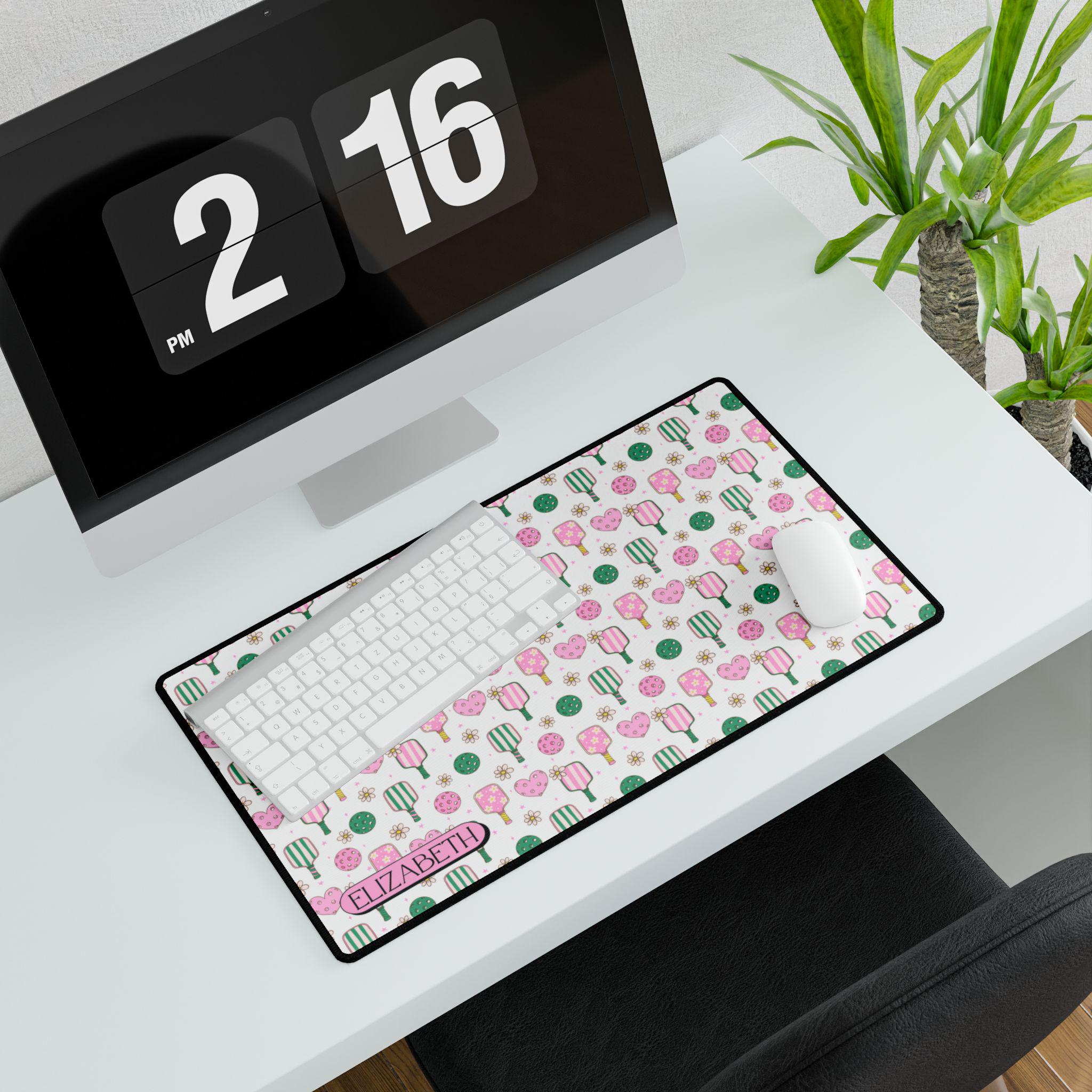 Personalized Pickleball Desk Mat for Creative Workspaces, Cute Coquette