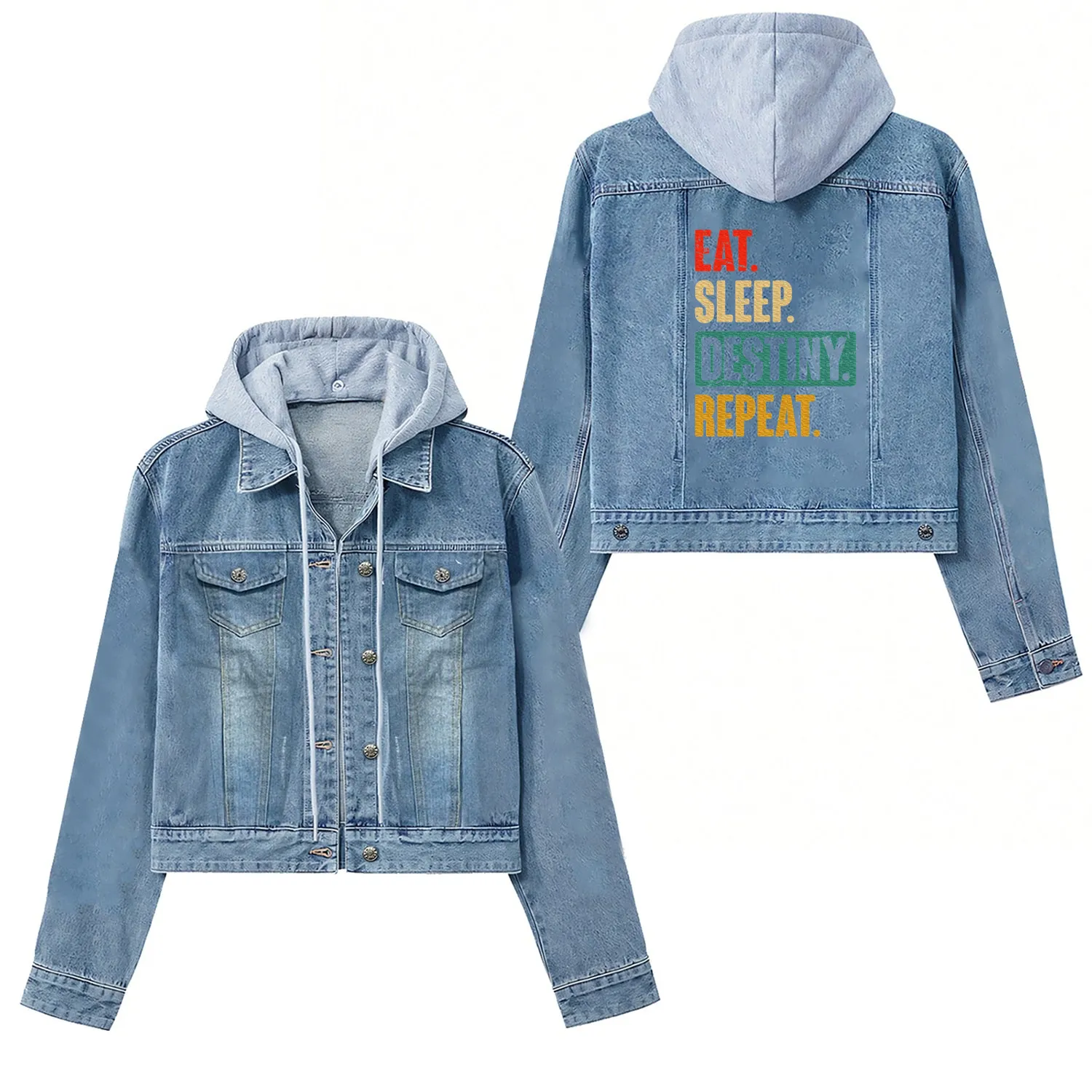 Eat Sleep Destiny Repeat Video Games Gaming Gift Women's Denim Jackets