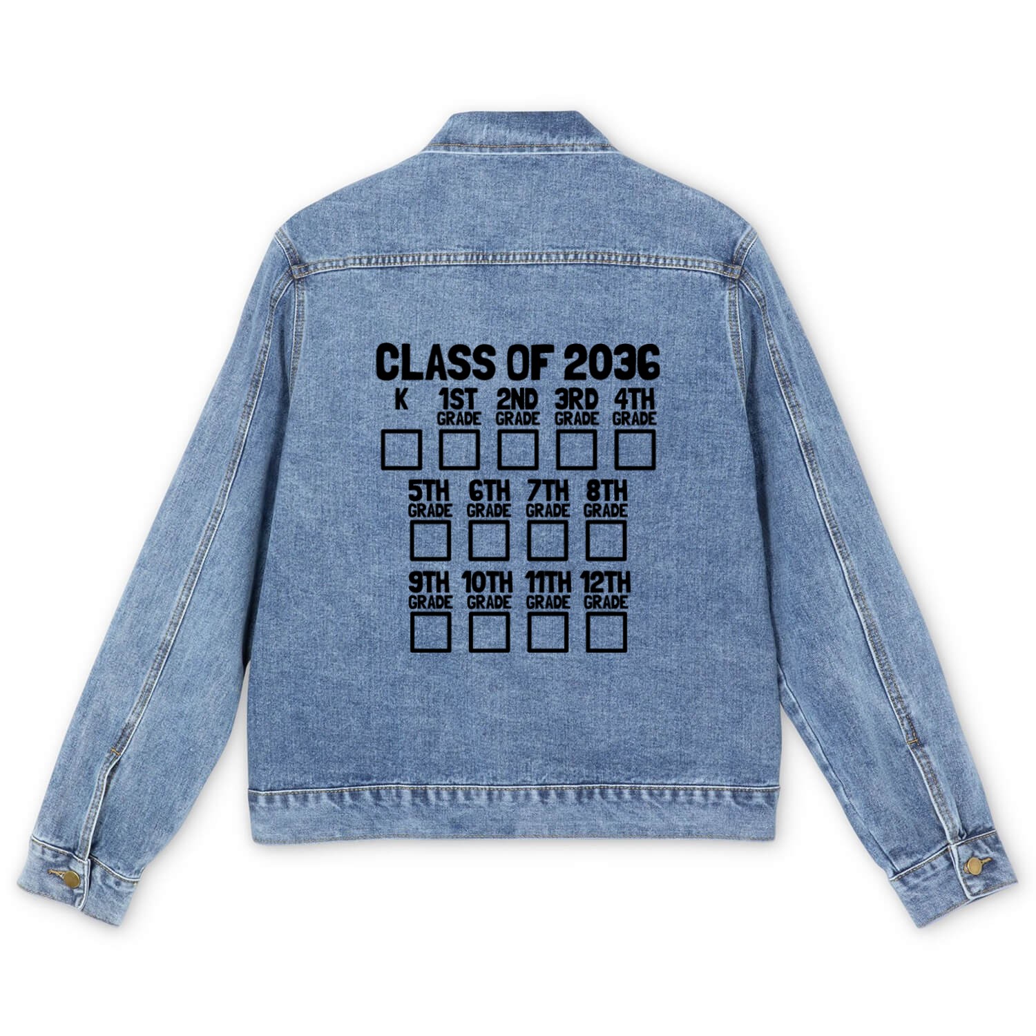 Class Of 2036 Back To School Kindergartengrow with Men's Denim Jackets