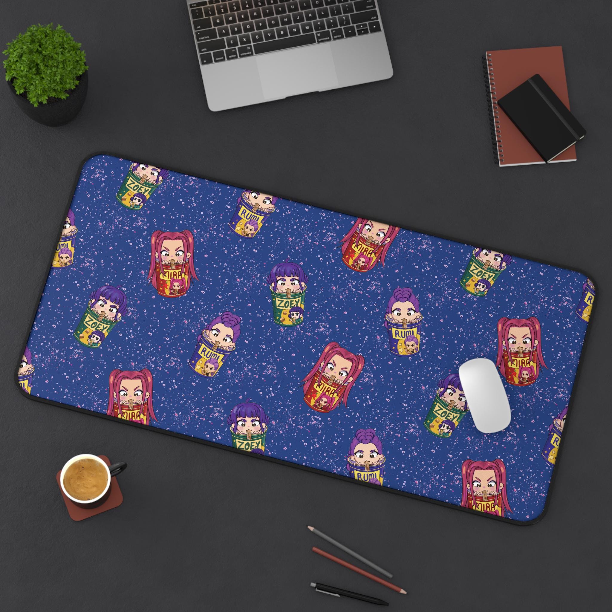 Kpop Demon Hunters Gamer Mouse Pad Chibi Rumi, Zoey & Mira Anime Desk Mat, Cute Kpop Merch Gift for Gamers