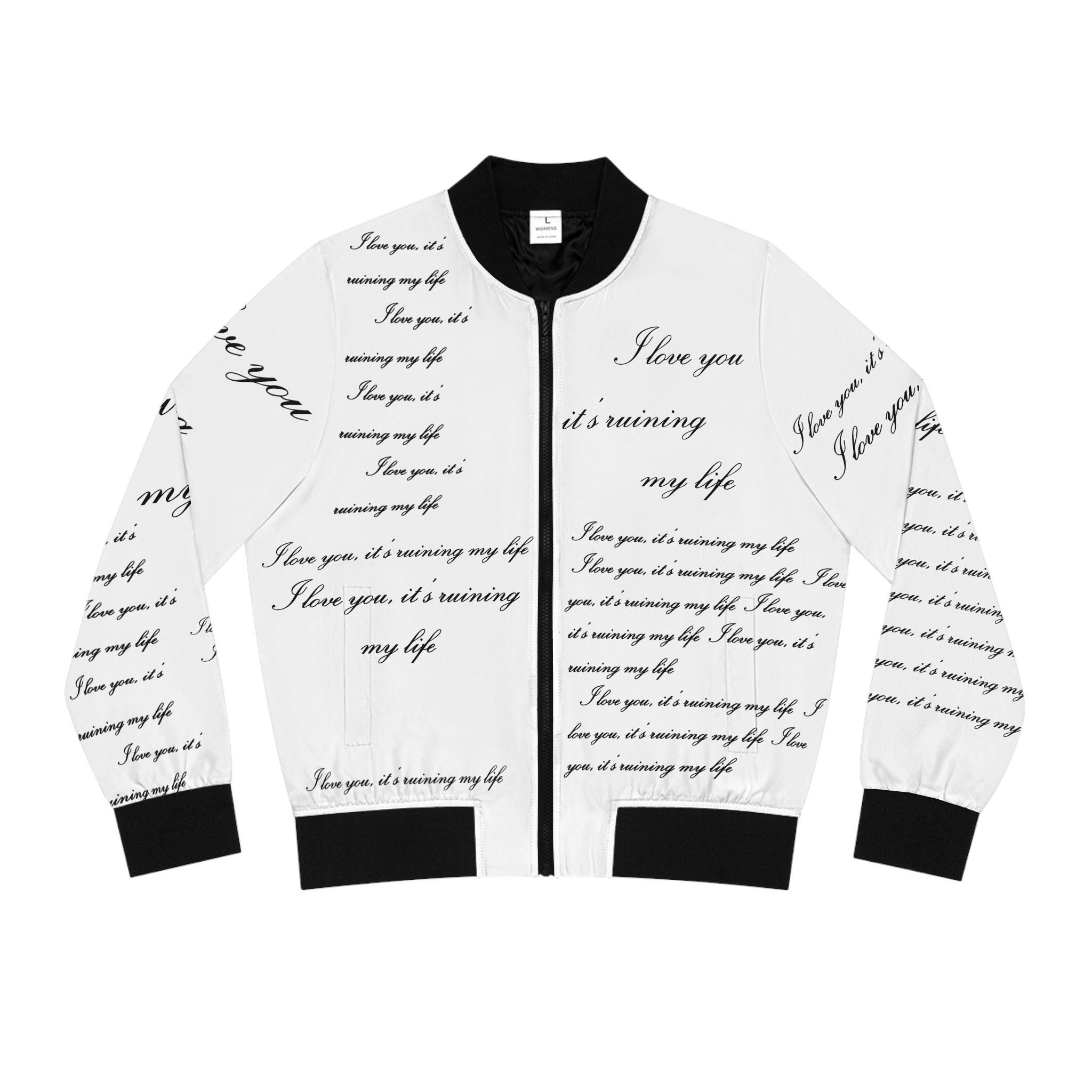 Tortured I Love You Lyrics Inspired poets concert costume Women's Bomber Jacket