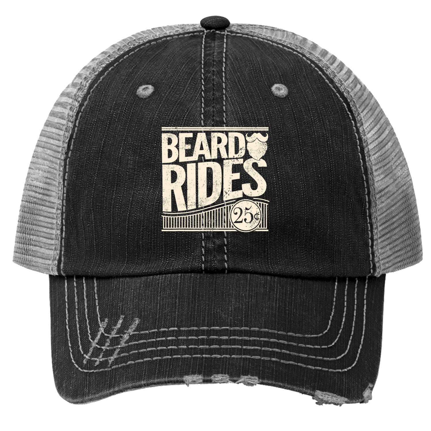 Beard Rides vintage Distressed Trucker Hat