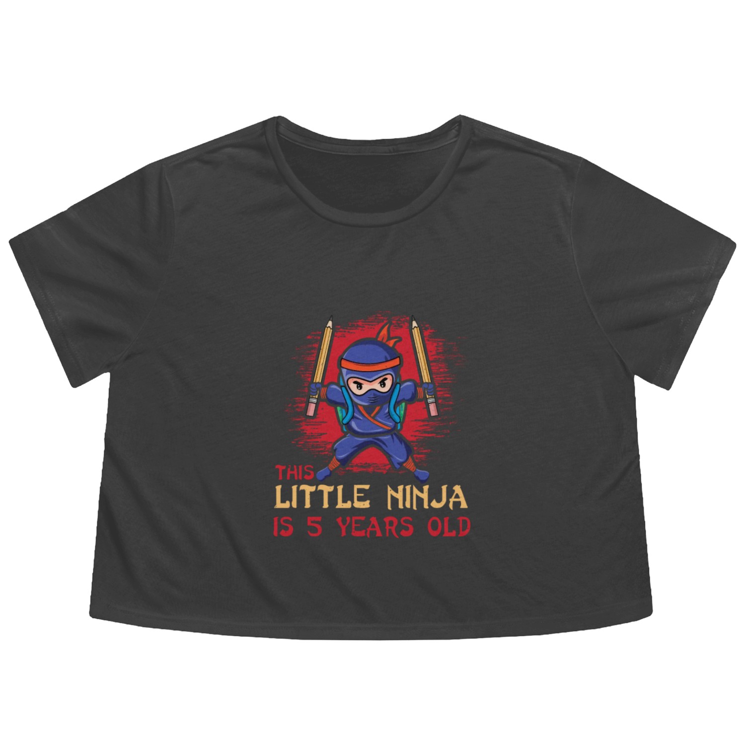 Birth Born Age 5 Years Old Japan Japanese Ninja Flowy Cropped Tees