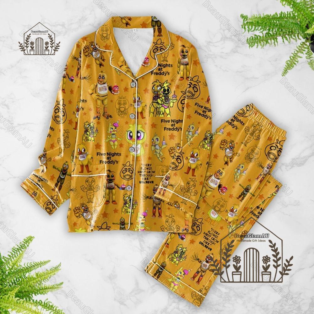 Halloween Five Nights At Freddy Pajamas, Fnaf Chica Pajamas Set, Halloween Pajamas Set, Fnaf Sleepwear, Horror Movie Pyjamas