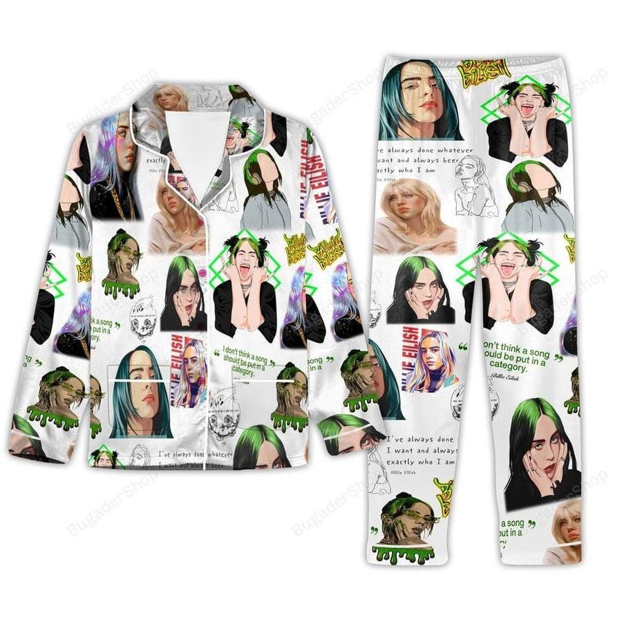Billie Eilish 2025 Pajamas Set, Hit Me Hard and Soft Pajamas Set, Billie Eilish Tour 2025 Pajamas Set.