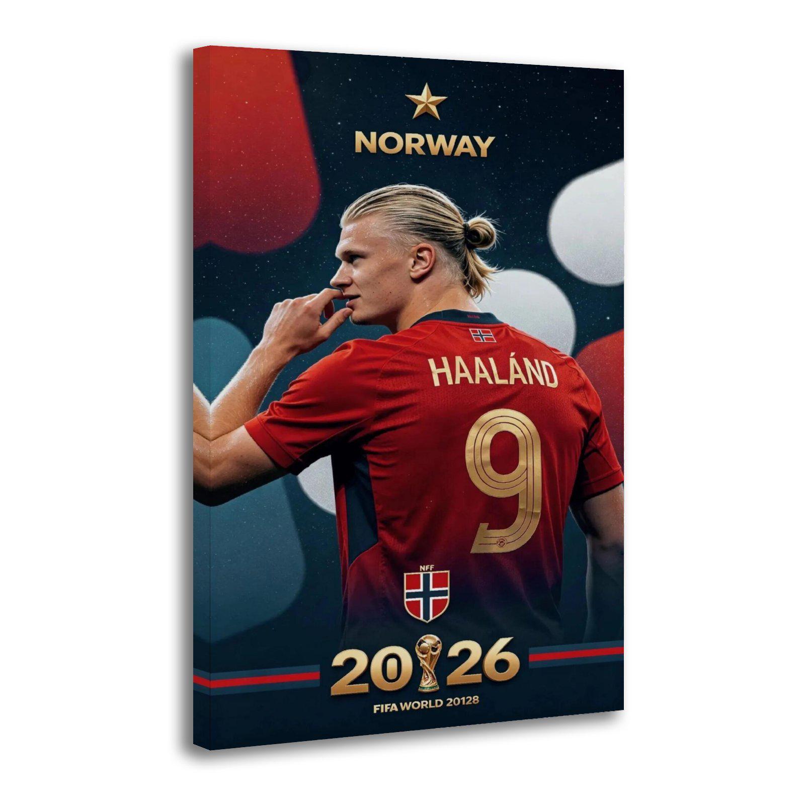 Erling Haaland Norway Jersey Back View World Cup Painting On Canvas Wall Art Poster Picture Print Living Room Walls Decor Home