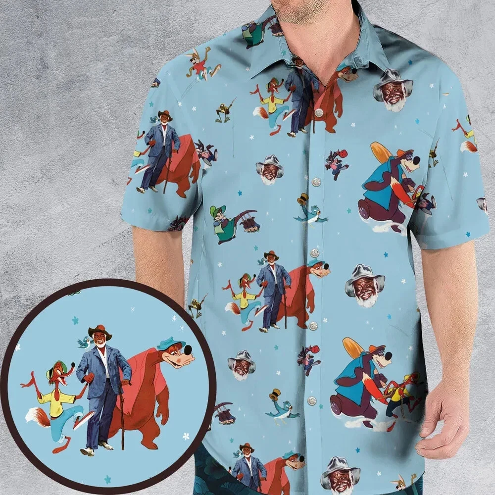 Song of The South Characters Hawaiian Shirt Button Down Unisex Adults S-5XL