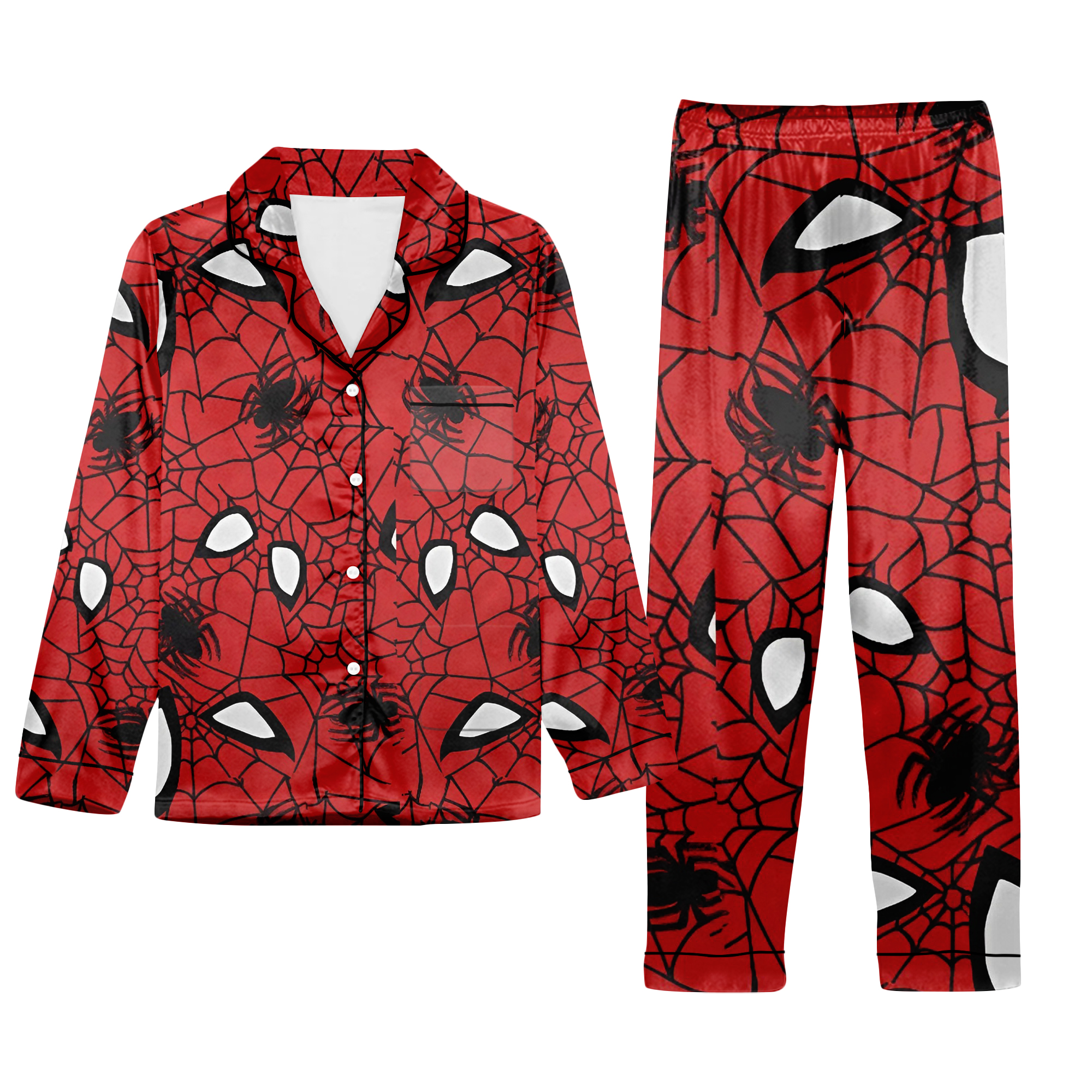 Spider Pajamas Set, Cartoon Sleepwear, Adult Spider Pajama Set, Birthday Pajamas