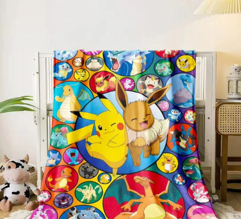 PKM Cute Cartoon Blanket HD Flannel Fluffy Throw Camping Blankets