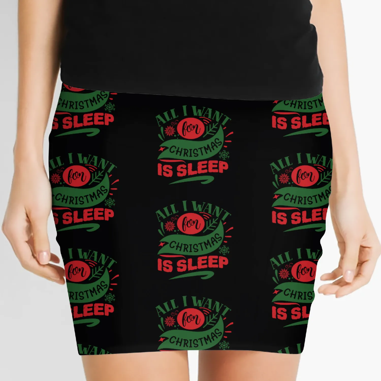 all i want for christmas is sleep Women's Mini Skirts