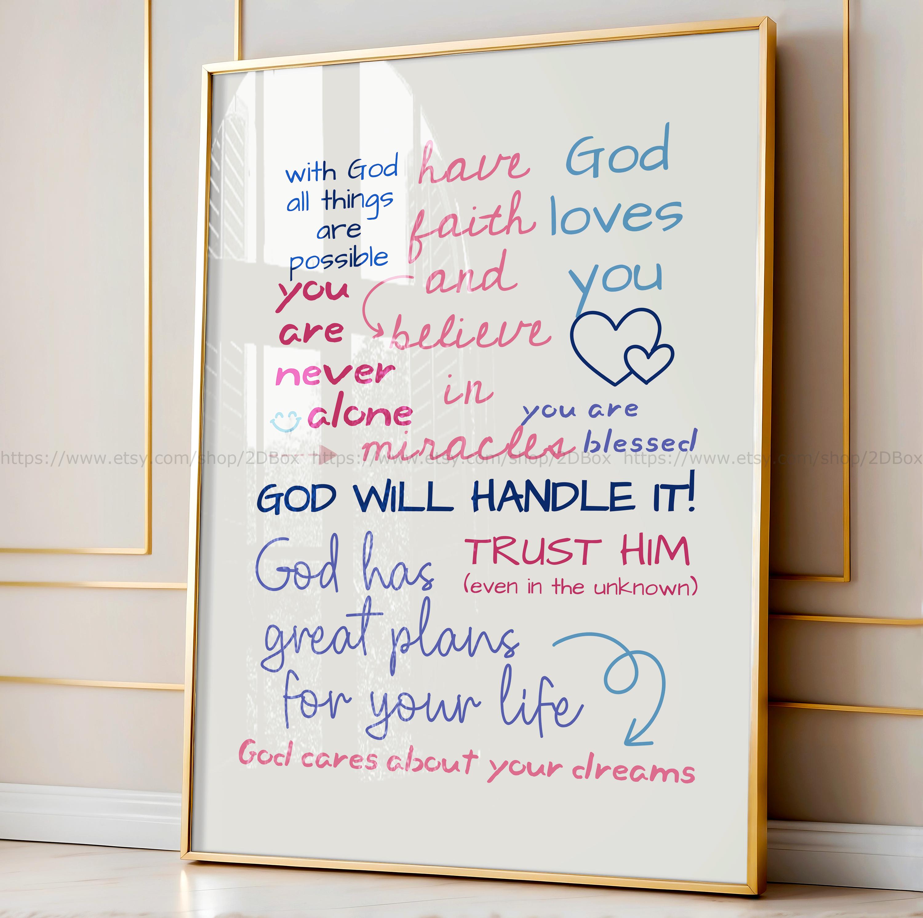 Gratitude Bible Verse Wall Art Positivity Quote Christian Affirmations Art Teens College Room Decor Encouraging Biblical Bestfriend Gift