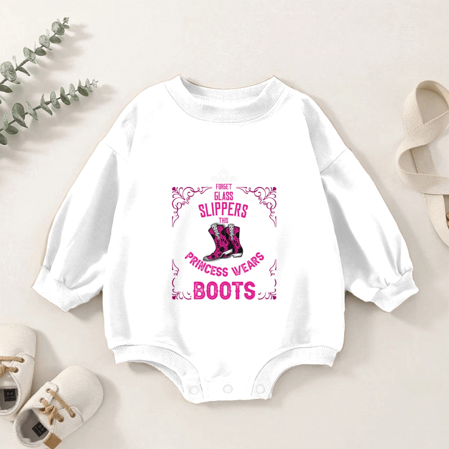 Forget Glass Slippers Princess Wears Cowboy Boots Baby Romper Sweatshirts
