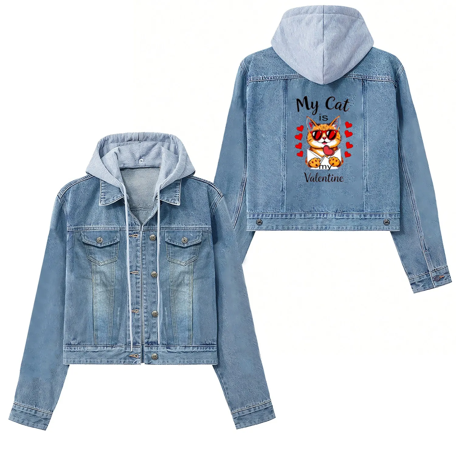 My Cat is My Valentine Women's Denim Jackets