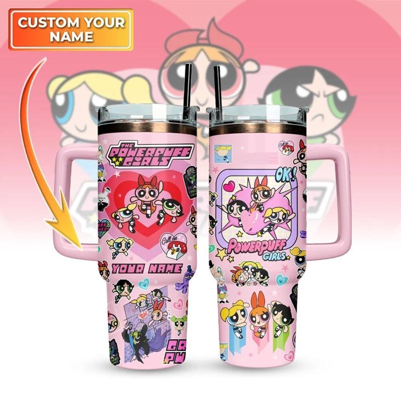The Powerpuff Girls Cartoon Tumbler 40oz With Handle