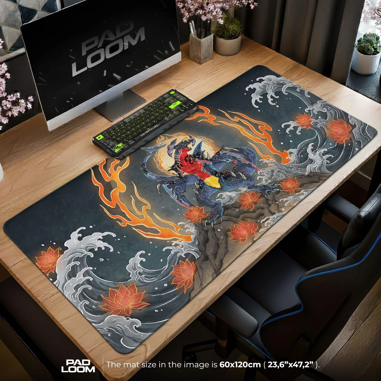 Garchomp Mouse Pad, Japanese Wave Art Desk Mat, Anime Gamer Gift