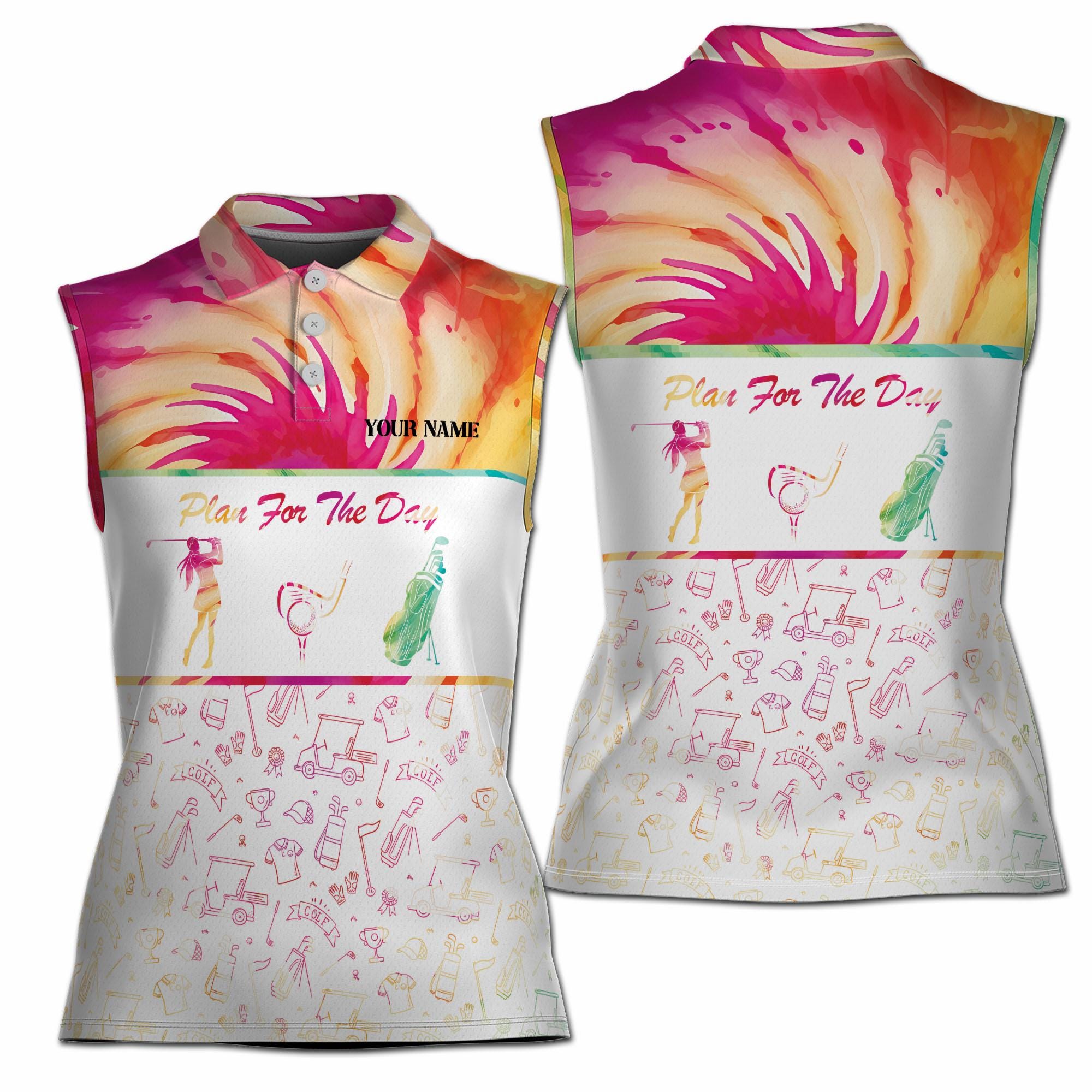 Custom Color Dye Plan For The Day Golf Women Sleeveless Polo