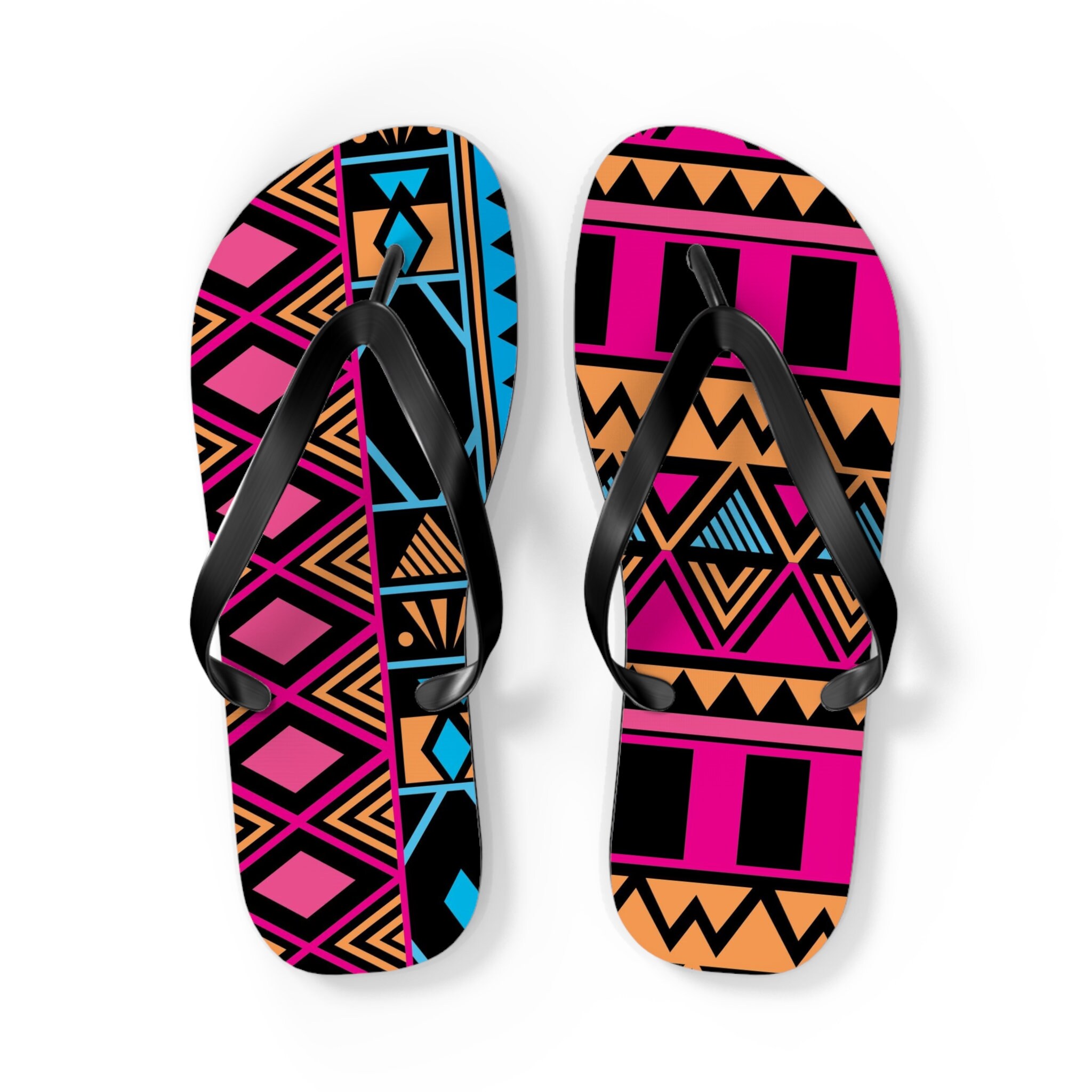 Pink Kwanzaa Pattern Flip Flops - All sizes