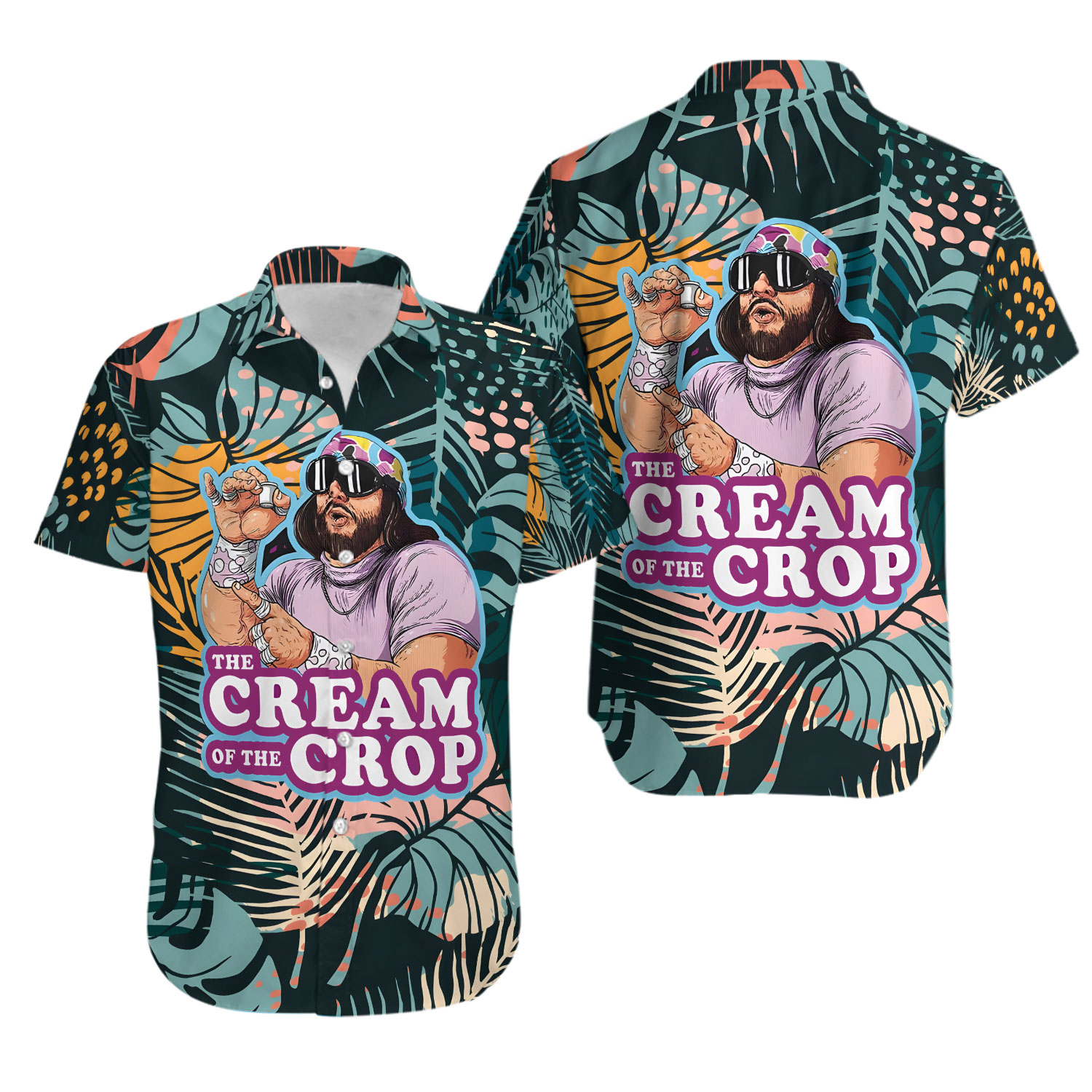 The Cream Of The Crop Ugly Hawaiian Shirt, Macho Man Randy Savage Button shirt, Wrestling Entertainment All Over Print Shorts, Gift For Fan, Set Hawaiian S