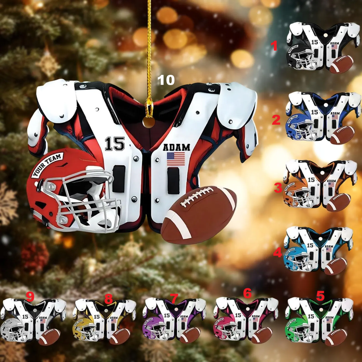 Personalized Football Ornament 2025, Custom Name Number & Team, Football Player Gift, Football Mom, Senior Night Ornament