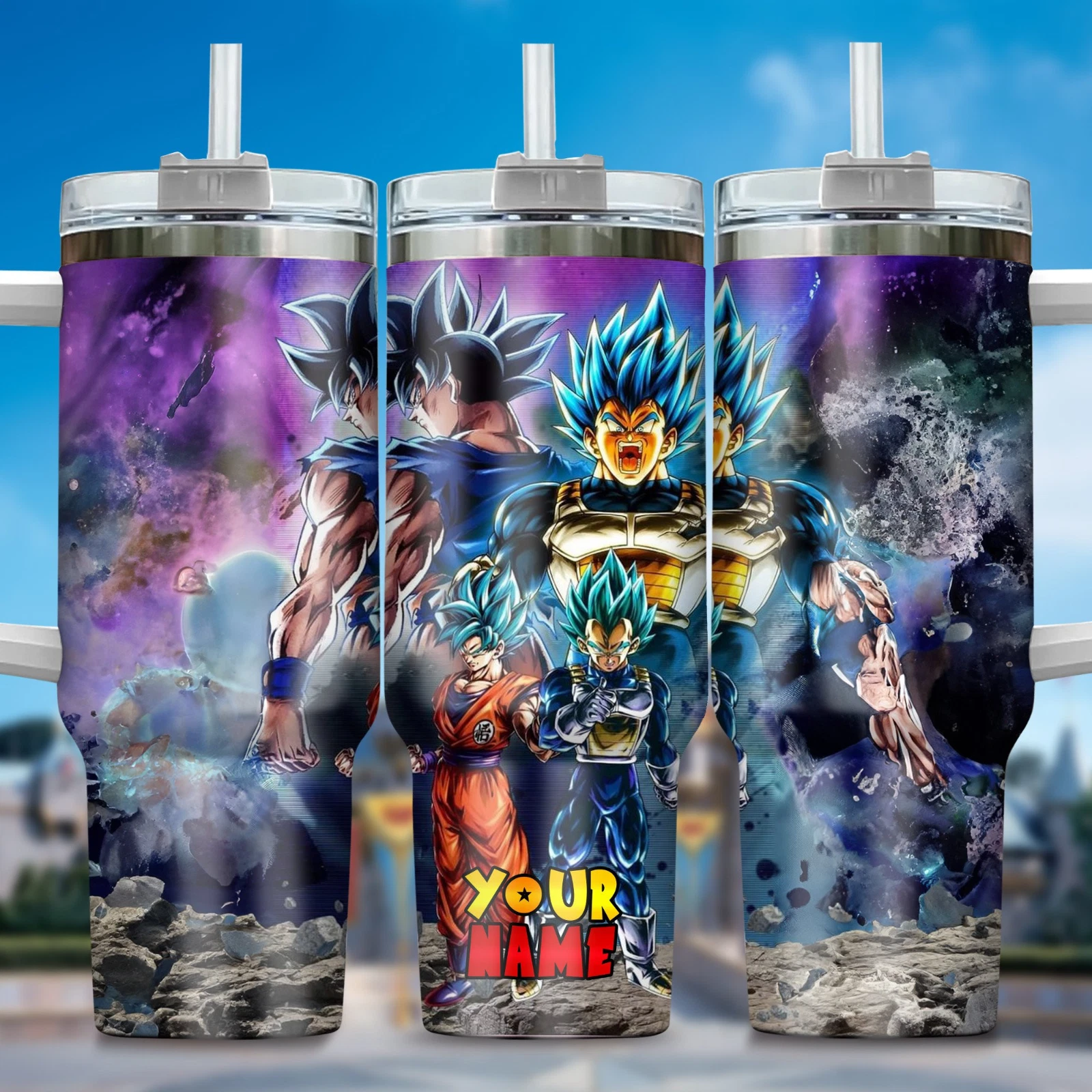 DBZ Anime Cartoon Style Custom Tumbler with Handle 40oz