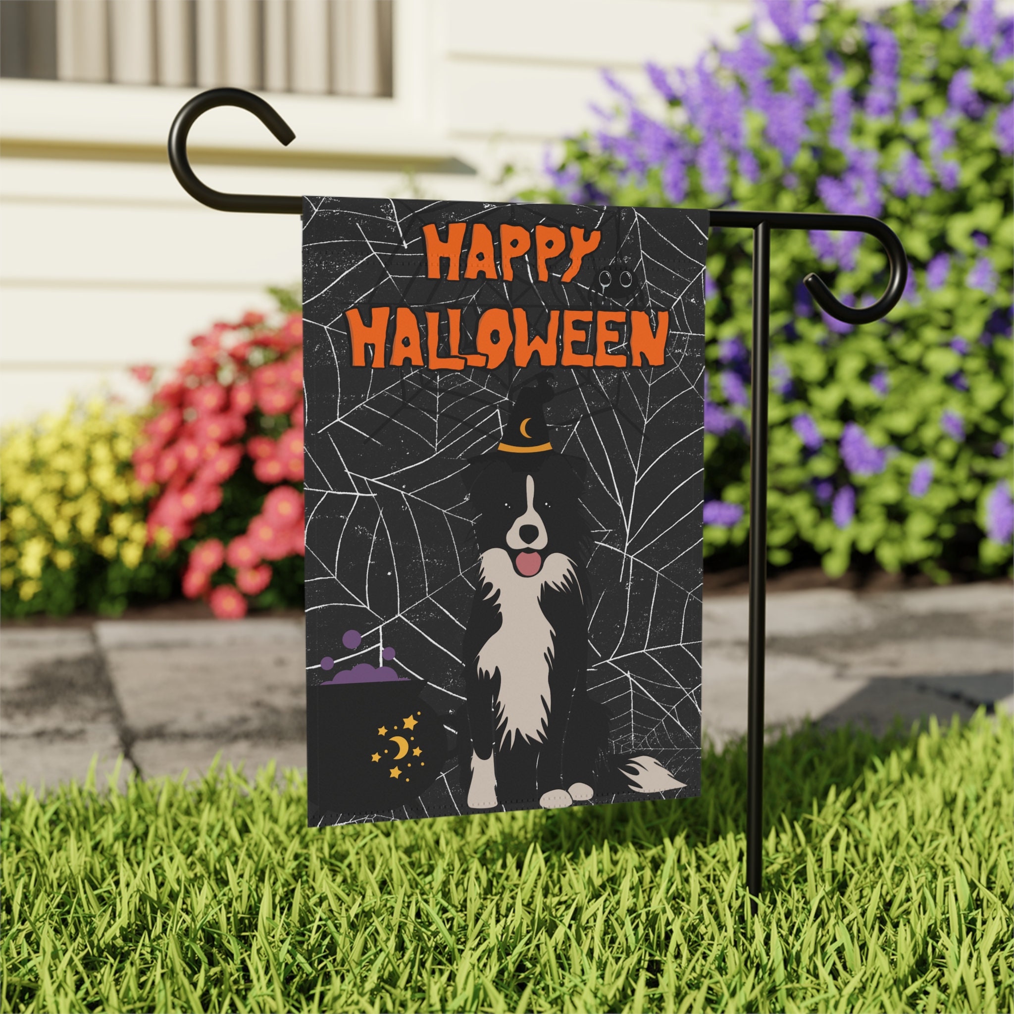 Halloween Border Collie Dog Garden & House Flag - 2 Sizes - Great Gift For Dog Parents!